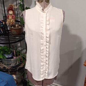 Banana Republic White Ruffled Blouse